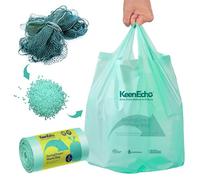 KeenEcho 8L 50 Counts Small Green Bin Liners with Handle, Ocean Fishing Nets Upcycling, Sage & Sea Salt Scented, Plastic Bin Bags, Garbage Bags for Kitchen, Bathroom, Office and Pets