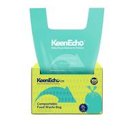 KeenEcho Extra Thick Compostable Food Waste Bin Bags with Handles, Biodegradable Bin Liners for Kitchen Caddy, 6L 100 Pack, Green