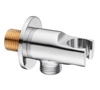 Keenfix Brass Chrome Plated Round Shower Wall Elbow Outlet With Handset Holder