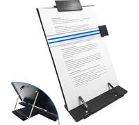 Keenjorika Desktop Document Book Holder with 7 Adjustable Positions, Black Document Holder for Desk, Paper Holder Copy Stand Holder for Speech, Paper Holder Stand for Desk Typing, Angle Adjustable