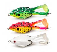 Keenjorika Soft Frog Fishing Lures 3 Pack, Topwater Floating Weedless Frog Baits with Rotating Kicking Legs, Lifelike Soft Swimbaits for Bass, Trout, Snakehead Fishing, Freshwater & Saltwater