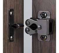 Keenkee 4 PCS Cabinet Latch Double Roller Catch Hardware for Cupboard Closet Kitchen Cabinet Door Latches and Catches, Black Nickel