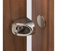 Keenkee 4 Set Magnetic Cabinet Door Catches Hardware Fittings with Neodymium Magnets for Furniture Door Stoppers, Closer, Latch, Nickel Color, Free Wood Screws