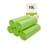 KeenKiD 10L Bin Liners 100PCS,Compostable Biodegradable Food Waste Bags,Small Green Food Caddy Bag,Clear Recycling Liner for Kitchen Office Bathroom
