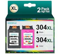 KEENKLE 304XL High Yield Ink Cartridges Compatible for HP 304XL for DeskJet 2620 2622 2630 2632 2633 2634 3720 3730 3733 3735 3750 ENVY 5010 5020 5030 5032 5055 AMP 120 131 (2-Pack, Black and Colour)