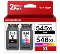 KEENKLE PG-545XL+CL-546XL Ink Cartridges, Black Tri-Colour, 2 Combo Pack Replacement for Canon 545 546 XL for Pixma MG3050 MG2500 MG2550S TS3150 MG2555S TR4550 TR4551 TS3151 TS3355 MG2950 MX490