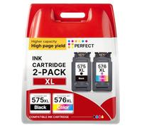 575XL 576XL Ink Cartridges Compatible for Canon 575 576 Ink Cartridges for Canon Pixma TR4755i TR4750i TR4751i TR4756i TS3750i TS3751i, for Canon PG-575 Black & CL-576 Colour Ink Cartridges