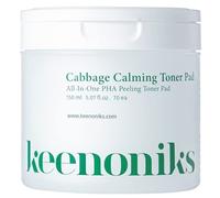 Keenoniks Dual Texture Toner Pads with Essence 70ea Value Pack - Cabbage Soothing to Soothe, Minimize Pores and Control Sebum, Wipes for Mild Exfoliation, Skin Balancing, Korean