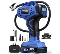 KeenPower - Smart Cordless Tire Inflator, Portable Air Compressor, Rechargeable 21V, Battery Powered, 160PSI, with 4+N Smart Modes & Dual Power & Gauge