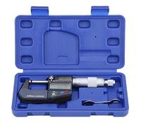Keenso 0.001 Mm Resolution Micrometer Double -round Head Digital Stainless Steel with Ratchet Power Meter for Metal Processing Hobbyists