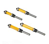 Keenso 1/2 Inch Shank Dual Flute Flush Trim Router Bit Set for Woodworking, Antikickback Design, 4 PCS Chip Removal Bits for Enthusiasts, Compact Plates