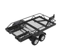 Keenso 1 24 RC Crawler Trailer, Metal Flatbed Trailer with Hitch Hook, Dual Axle RC Builder Kit with Ramp for Hauling Behind Car, for SCX24 for FCX24