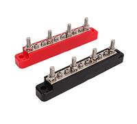 Keenso 1 Pair 48V 150A Bus Bar ABS Zinc Alloy Power Distribution Block, Multiple Connection Points, Organized Wiring Solution, for Cars, RVs, Ships, Yachts (4PCS M6 Studs, 6PCS M4