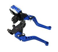 Keenso 1 Pair Adjustable Break and Clutch Levers, 7/8" Universal Motorcycle Brake Clutch Master Cylinder Reservoir Levers for Motorbike(Blue)