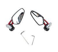 Keenso 1 Pair Motorcycle Wing Mirror, Motorcycle Rear View Mirror 360° Rotatable Smooth Glass Clear Vision Universal (Red)