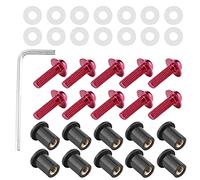 Keenso 10 Pcs Motorcycle Windscreen Nut, Motorcycle Windshield Nut Washers Universal Motorbike Fairing Mounting Kit (Red)