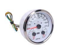 Keenso 110mm GPS Odometer, Multifunctional Tachometer Fuel Level Gauge 0 to 200KM H 0 to 8000RPM E 1 4 1 2 3 4 F with Red Backlight, for RVs Yachts Trucks (White Dial Silver Bezel CXA098)