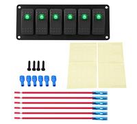 Keenso 12-24V 6 Gang Rocker Switch Panel, LED Light Bar Switch Panel Waterproof Professional Design for Car RV Boat Yacht Marine Easy Installation(Green)