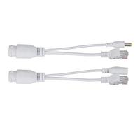 Keenso 12 V PoE Splitter Injector Cable for IP Monitoring Cameras, Wireless Access Points, Stable and Durable Material, 0-40 M Transmission Distance (White)
