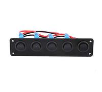 Keenso 12v/24v Rocker Switch Panel, Waterproof 5 Gang Toggle Switch, Round Design, Blue LED, for RV, Boat, Yacht, Marine Applications