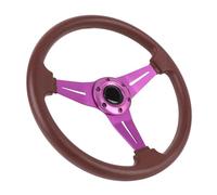 Keenso 14in Racing Steering Wheel, PU Leather Comfortable Grip with Horn Button, Universal 6 Hole Adapter for Racing Cars (Purple)