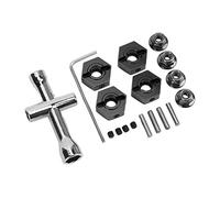 Keenso 14mm Wheel Hex Hub Kit, Aluminum Alloy Universal Upgrade Hex Adapter with Cross Socket Tool for 1/10 RC Cars Such As Senton (Black)