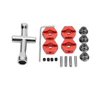 Keenso 14mm Wheel Hex Hub Kit, Aluminum Alloy Universal Upgrade Hex Adapter with Cross Socket Tool for 1/10 RC Cars Such As Senton (Red)
