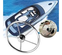 Keenso 15 1/2in 5 Spoke Stainless Steel Boat Steering Wheel, 304 Marine Grade with 10 Degree Spokes and 3/4in Tapered Shaft, for Yachts Speedboats Fishing Boats