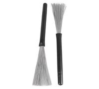 Keenso 2 Pcs Telescopic Drum Brushes Portable Drumsticks with Rubber Handle, Metal Wire, for Drum Set and Bass