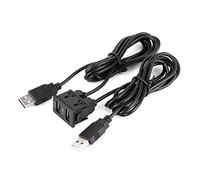 Keenso 2 Port AUX USB Cable, 1.5m Dashboard Cable Adapter 2 Port Car Mount Flush Cord for Truck Boat