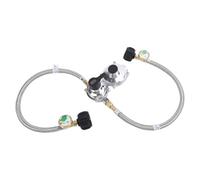Keenso 2 Stage Auto Changeover LP Gas Regulator Double Tank RV Gas Regulator with Pressure Meter and 2x18in Hose for Trailers Trucks Camping Vehicles