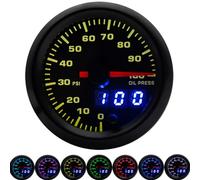 Keenso 2in 52mm Digital Oil Pressure Gauge, Oil Pressure Gauge Meter Pointer Digital Display with Stepper Motor