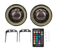 Keenso 2PCS Car Angel Eye Fog Light, Car 30W RGB LED Fog Light Round COB Angel Eye Halo Ring Super Bright Lamp with Remote Control (3 In