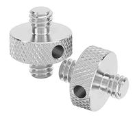 Keenso 2Pcs Double Sided 1/4in Male to Male Screw Adapter Reinforced Connection Threaded Screw for Micro-film Equipment, Shoulder Rig, Lightweight Silver 1/4in Converter