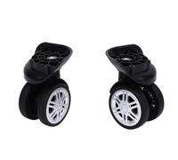 Keenso 2pcs Luggage Suitcase Wheels, Black Universal Rotation Quiet Double Row Casters for Spare Parts