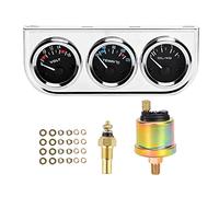 Keenso 3 in 1 Car Gauge M10 X 52mm Triple Instrument Cluster, 3 in 1 Suitable for Most 12v 4/6/8 Cylinder Gasoline Cars, Boats, Trucks with Clear Dial Display in Dark, Better Quality
