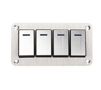 Keenso 4 Gang Rocker Switch Panel 12V 24V DC Aluminum Alloy Switch Panel with Blue LED Light 3 Pin ON OFF Pre-Wired Toggle for Cars Trucks Boats RVs UTVs