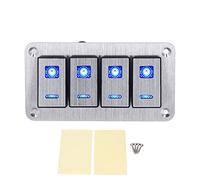 Keenso 4 Gang Rocker Switch Panel, Aluminum Alloy 5Pin ON OFF SPST 12V 24V