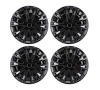 Keenso 4 Pcs Hubcaps, 15 Inch Wheel Covers for Steel Rims, ABS Plastic Hub Caps for Steel Wheels Like 500, Clio, Mini (Black)
