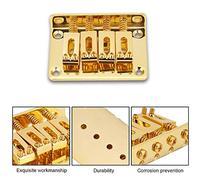 Keenso 4 String Fixed Bridge Parts for Cigarbox Electric Guitars, Bass, Ukulele with Zinc Alloy Construction (Black (Gold)