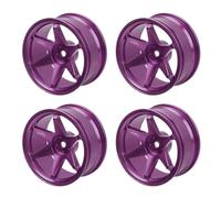 Keenso 4PCS RC Car Wheel Hubs, Aluminum Alloy CNC Machined Rims with Tire Locking Design for 1:10 Scale Remote Control Cars (Purple)