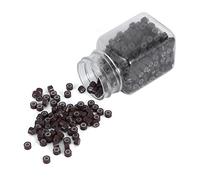 Keenso 500pcs 5 Mm Tinsel Hair Extensions Beads, Silicone Lined Ring Micro Link I Tip Beads for Hair Extension (medium brown)