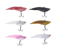 Keenso 6Pcs Fishing Lures Soft Plastic Floating Shrimp Baits with Luminous Hooks for Freshwater Saltwater Fishing 2.56in Lifelike Design Flexible Elastic Strong Hook