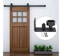 Keenso Adjustable Carbon Steel Floor Guide for Sliding Barn Door - Smooth Rolling for All Brands of Doors - Easy Installation for Home Improvement Black Finish (Black Ordinary Double Wheels)