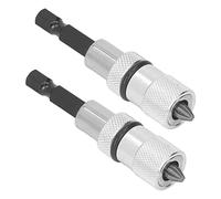 Keenso Adjustable Deep Magnetic Drilling Bit Holder for Precise Fixation, 2PCs Hex 1/4in -Bit Holder for Plywood Floor, High Hardness Chrome Vanadium Steel Material