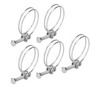 Keenso Adjustable Stainless Steel -double Wire Hose Hose Clamp for Industrial and Domestic Use, 5 -PC Terminal for Different Pipe Sizes (65-70mm)