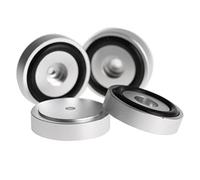 Keenso Amplifier Pad Aluminium Alloy Amplifier Feet 40 X 10mm Anodized Sandblasted 4PCS Shock Absorbing Detachable Rubber Ring for Speaker Stand Home (Silver)