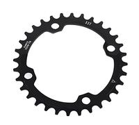Keenso Bike Chain Ring, 32/34/36/38T BCD Aluminum Alloy Mountain Bike Steel Single Crank Chain Ring Round Gear Bicycle Chain Ring for Mountain Bike Repairing(32T-Black)
