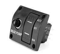 Keenso Bilge Pump Rocker Switch, 3-Way Bilge Pump Switch Panel Auto/Off/Manual 12V 24V with LED Indicator Built-in 15A Circuit Breaker