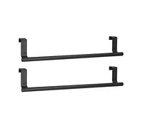 Keenso Black Durable Towel Rack with Holes for Closet Door Towels in Home Hotel, Hanging Holder for Kitchen, Bathroom, Laundry Room, 2pcs Rod Made of 430 Stainless Steel (36CM)